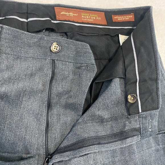 EDDIE BAUER Nano Care Dress Casual Pleated Ruston Fit Pants Charcoal 36 x 29 - Picture 2 of 9